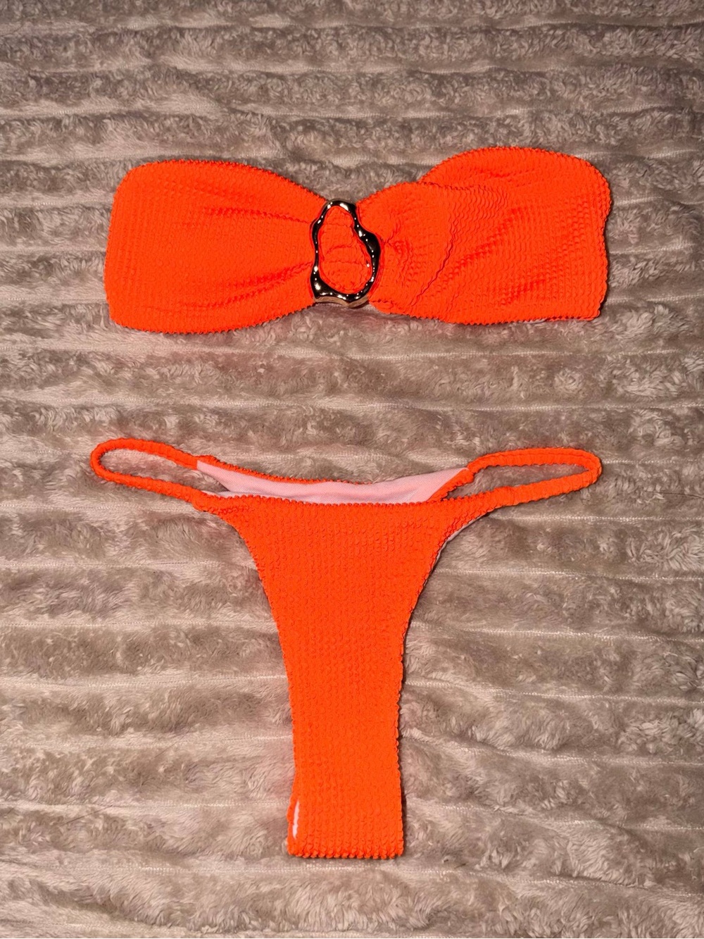 Orange Bandeau Ring Bikini Set - Women Swim